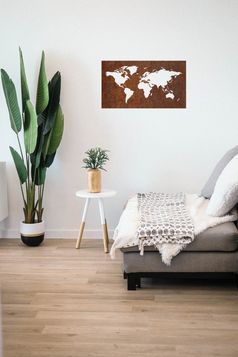 Amazing Corten Steel World Map Board Rusted Steel Map of the Etsy