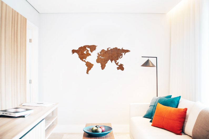 Corten Steel World Map Unique Design Rusty Map of the World Etsy
