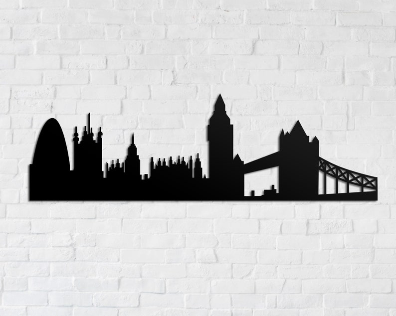 London City Panorama Metal Wall Art London Metal Wall Art Etsy