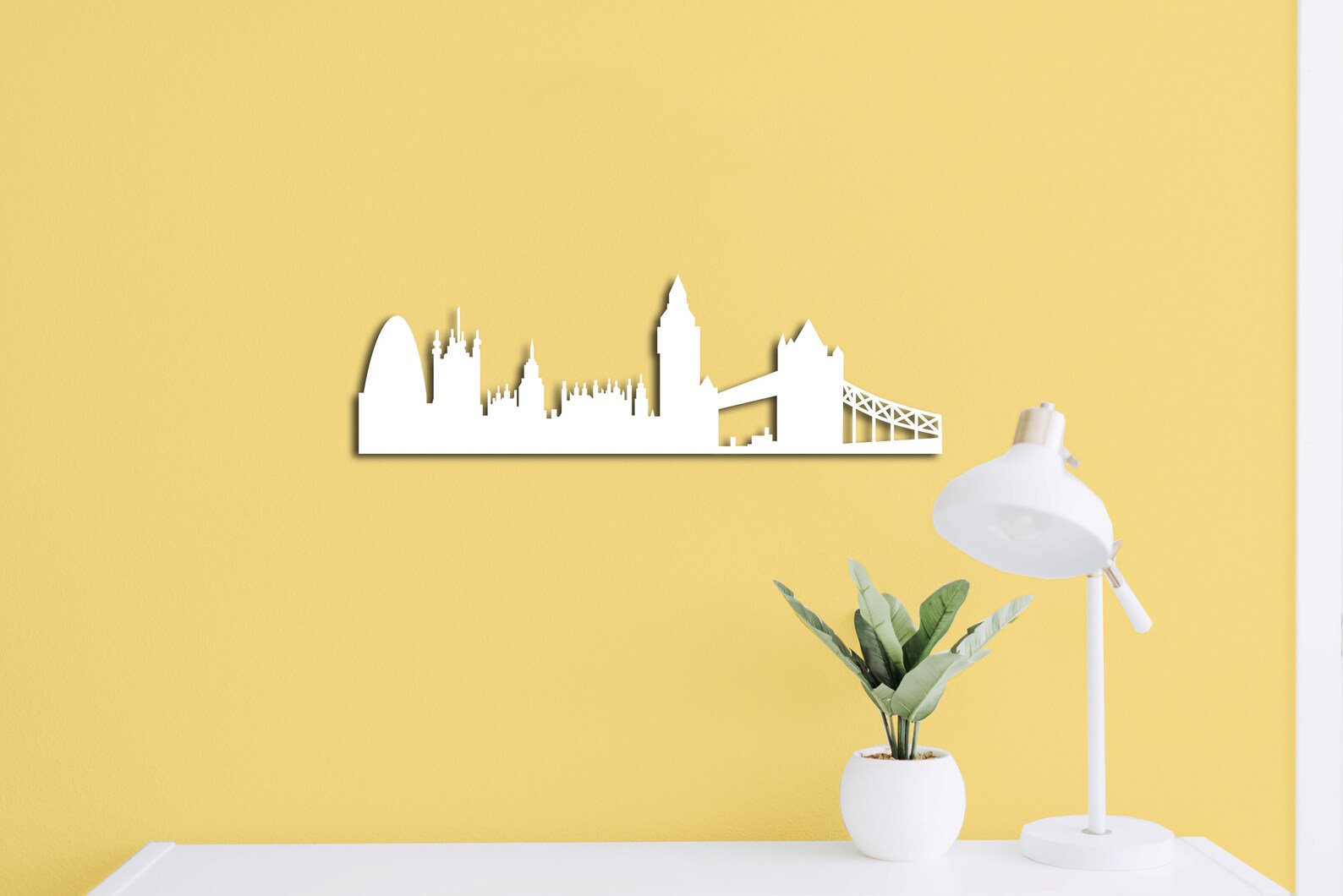 London City Panorama White Metal Wall Art London Metal Wall Etsy