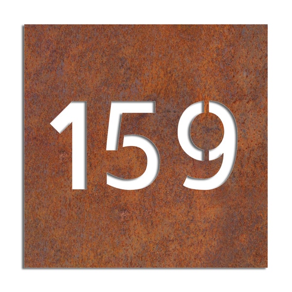 Numero civico Corten, cartello in acciaio Corten personalizzato, piastra, numero indirizzo in acciaio Corten