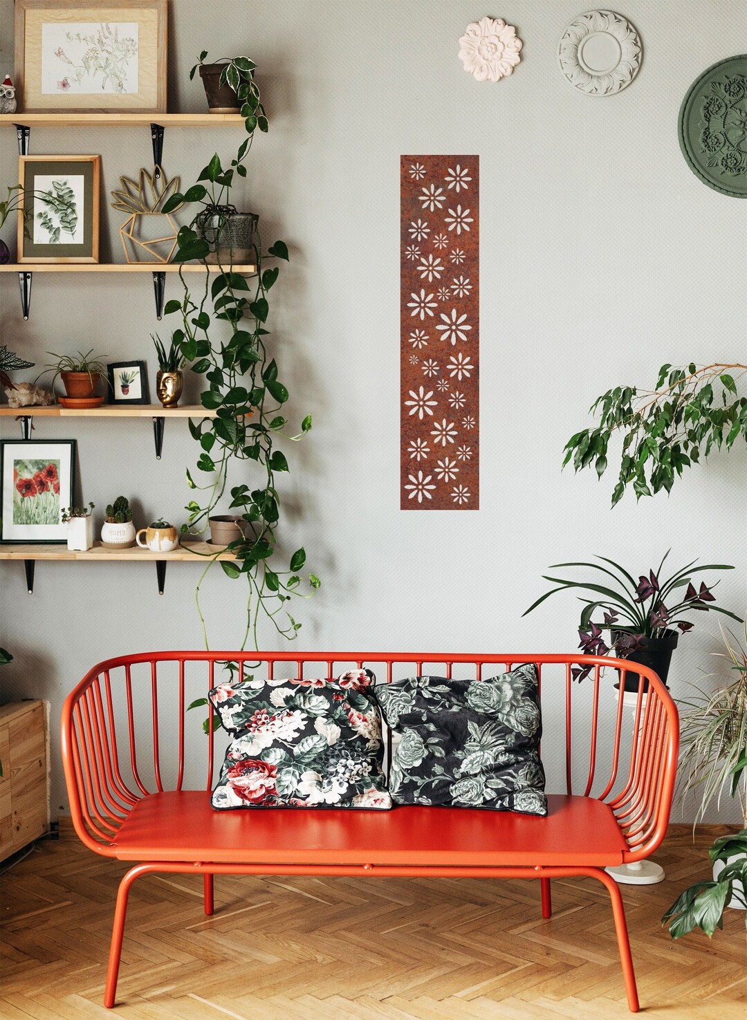 Flowers Corten Steel Wall Panel Garden Wall Panel Yard Rusted Wall