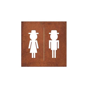 Corten Steel WC Signboard: Rustic Outdoor Toilet Sign