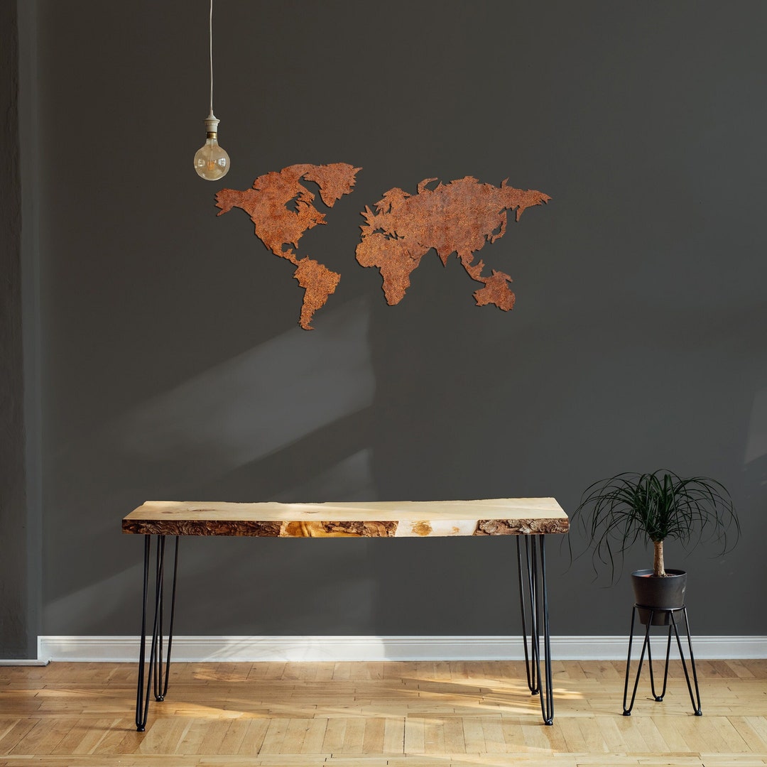 Corten Steel World Map Unique Design Rusty Map of the World Etsy