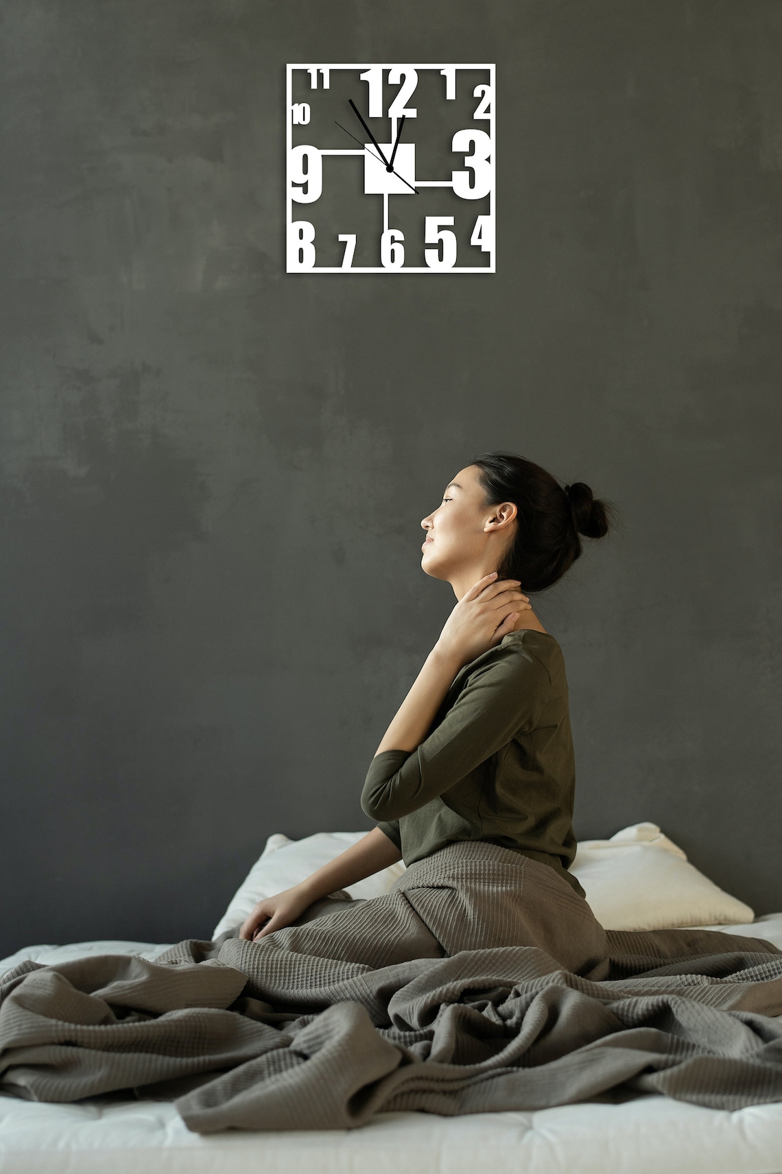 Square White Wall Clock Metal White Wall Clock Digit Wall Etsy