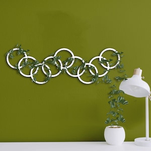 White Metal Wall Plant Trellis: Round Indoor Art Decor