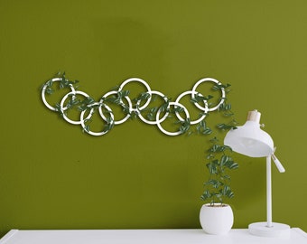 White Metal Wall Plant Trellis: Round Indoor Art Decor