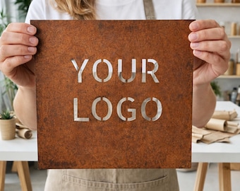 Personalized corten steel logo signboard, Rusted Metal House Number
