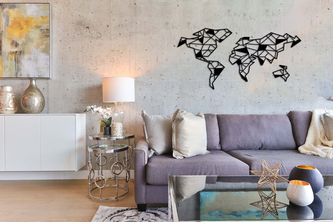 Metal Map of the World Wall Art Metal Wall Art Map Map Etsy
