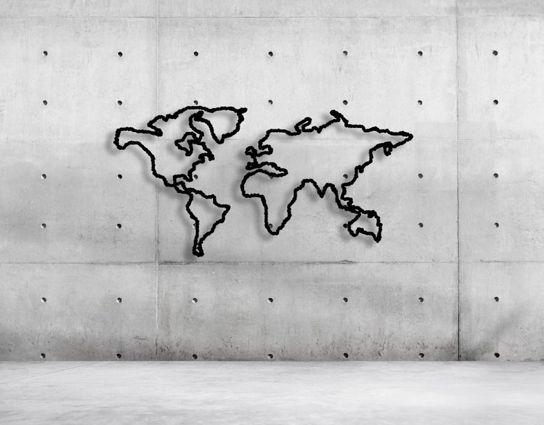 World Metal Map Metal Wall Art Metal Map of the World Etsy