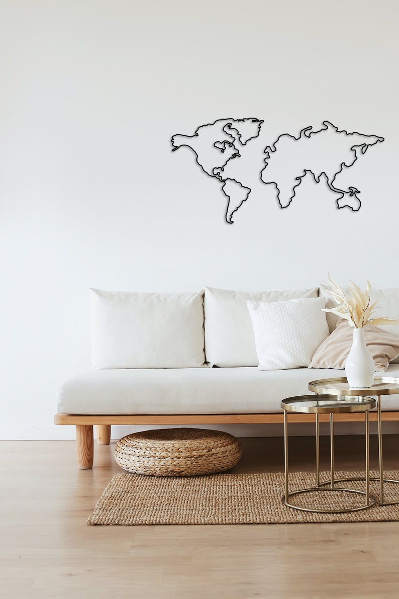 Metal World Map Wall Art Metal Wall Art Unique metal wall | Etsy