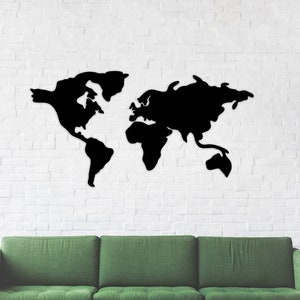 Metal Magnetic World Map Wall Art, Metal Wall Art - Unique Housewarming Gift - Travel lover gift