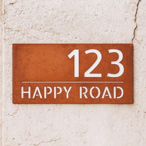 Letrero de dirección personalizado de acero Corten: placa de metal oxidado imagen 2