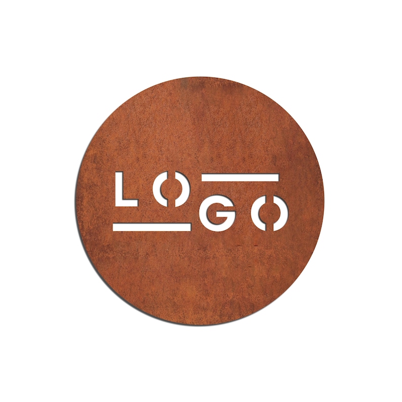 custom round corten steel logo, personalized logo signboard, custom metal logo