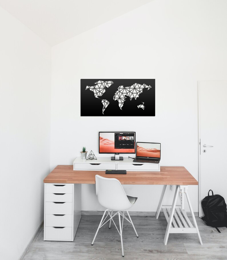 Metal map of the world Metal Wall Art blackboard Etsy