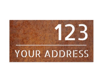 Corten address sign custom, personalizable - Rusted steel address plaque - Custom corten steel plate