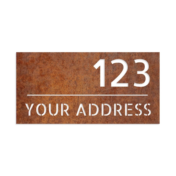 Plaque d'adresse en corten personnalisée, personnalisable - Plaque d'adresse en acier rouillé - Plaque en acier corten personnalisée