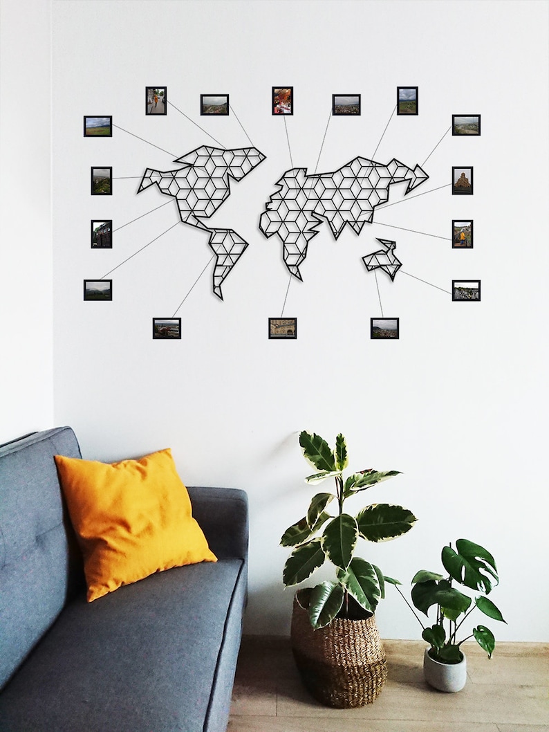 Metal World Map Wall Art Metal Wall Art World Map Carte du Etsy