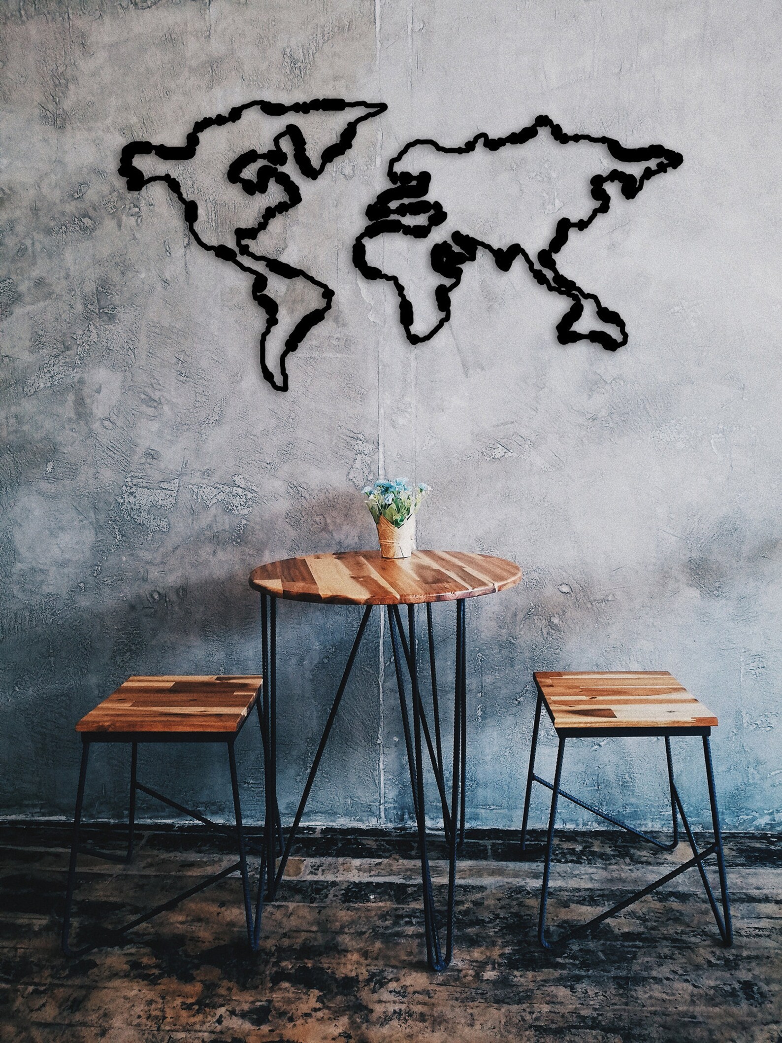 Metal Wall Art World Map Metal Wall Decor Iron World Map Etsy