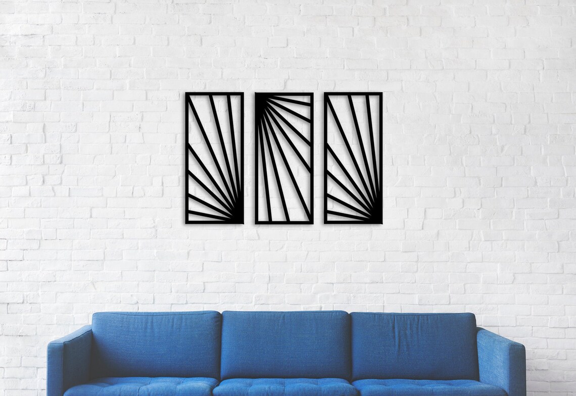 Triptych Metal Wall Art Panel 3 Piece Metal Wall Art Etsy