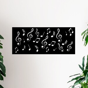 Music Notes Metal Wall Art Panel: Musician Gift (27.55x11.80 inch)