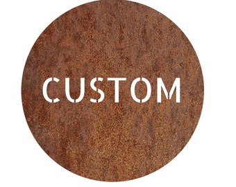 Custom round corten plate, Custom round corten house number, Round rusted steel logo, Custom corten wall art