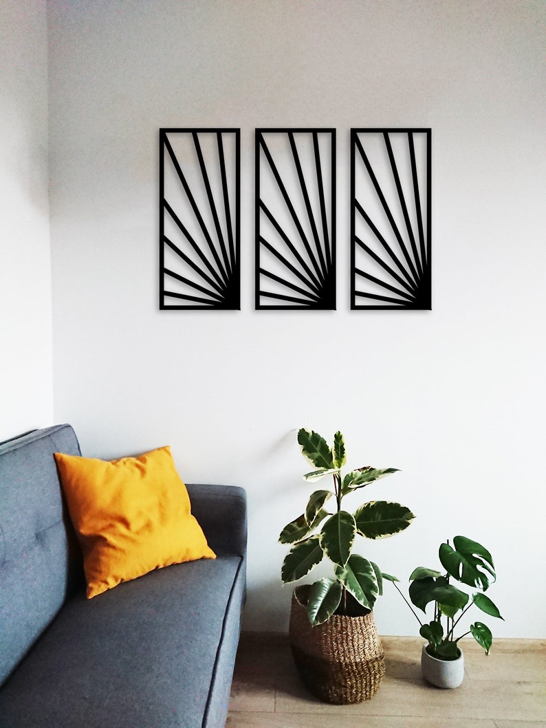 Triptych Metal Wall Art Panel 3 Piece Metal Wall Art Etsy