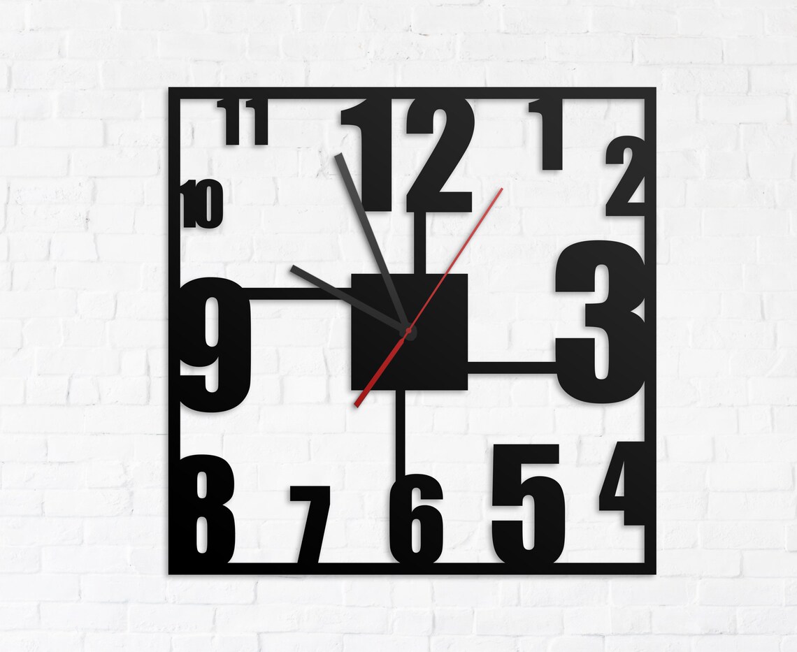 Square Wall Clock Metal Wall Clock Digit Wall Clock Crazy Etsy