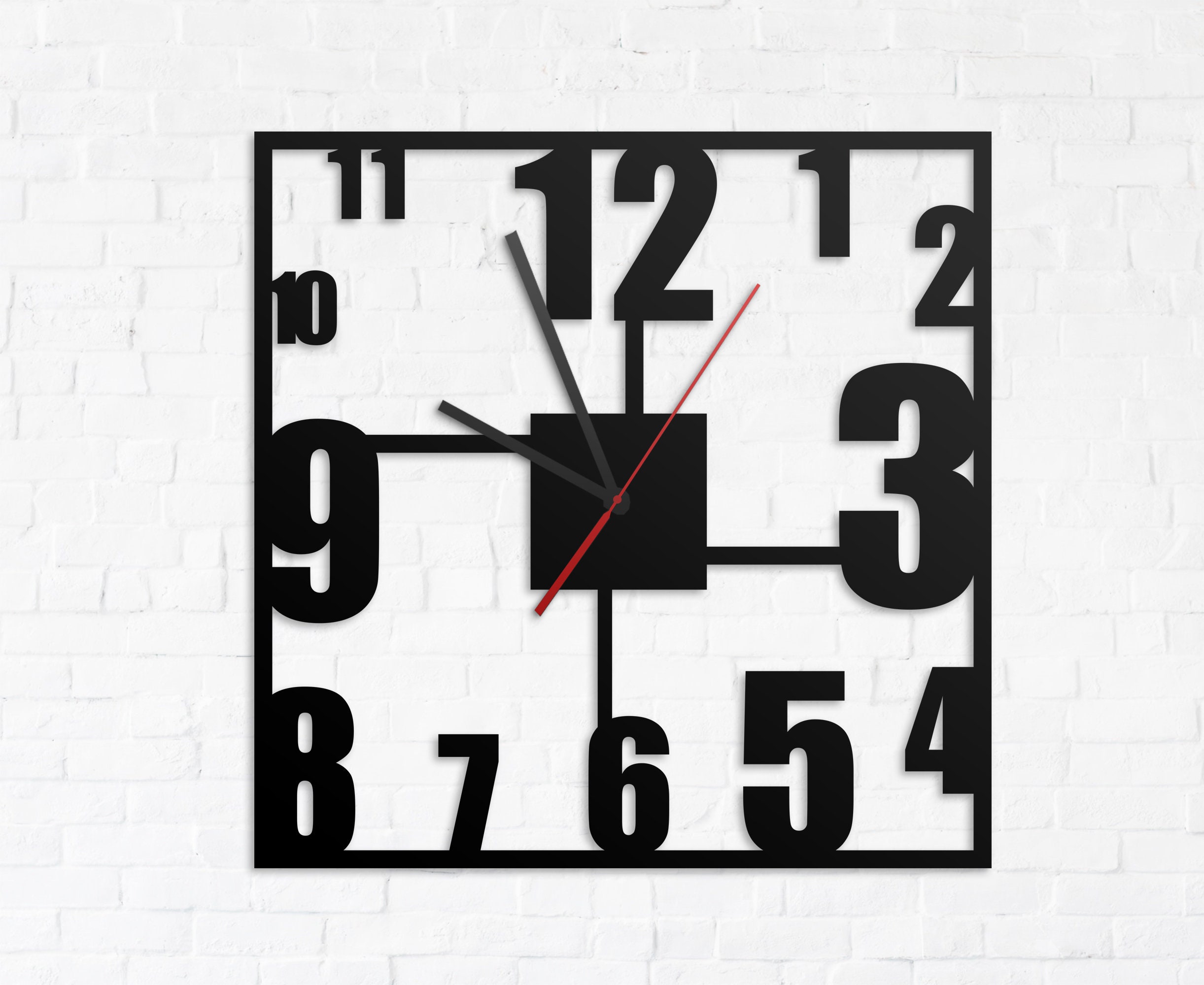 Square Wall Clock Metal Wall Clock Digit Wall Clock Crazy Etsy