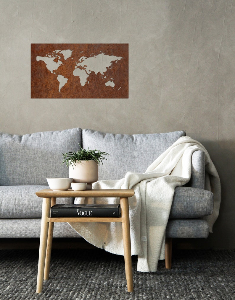 Amazing Corten Steel World Map Board Rusted Steel Map of the Etsy