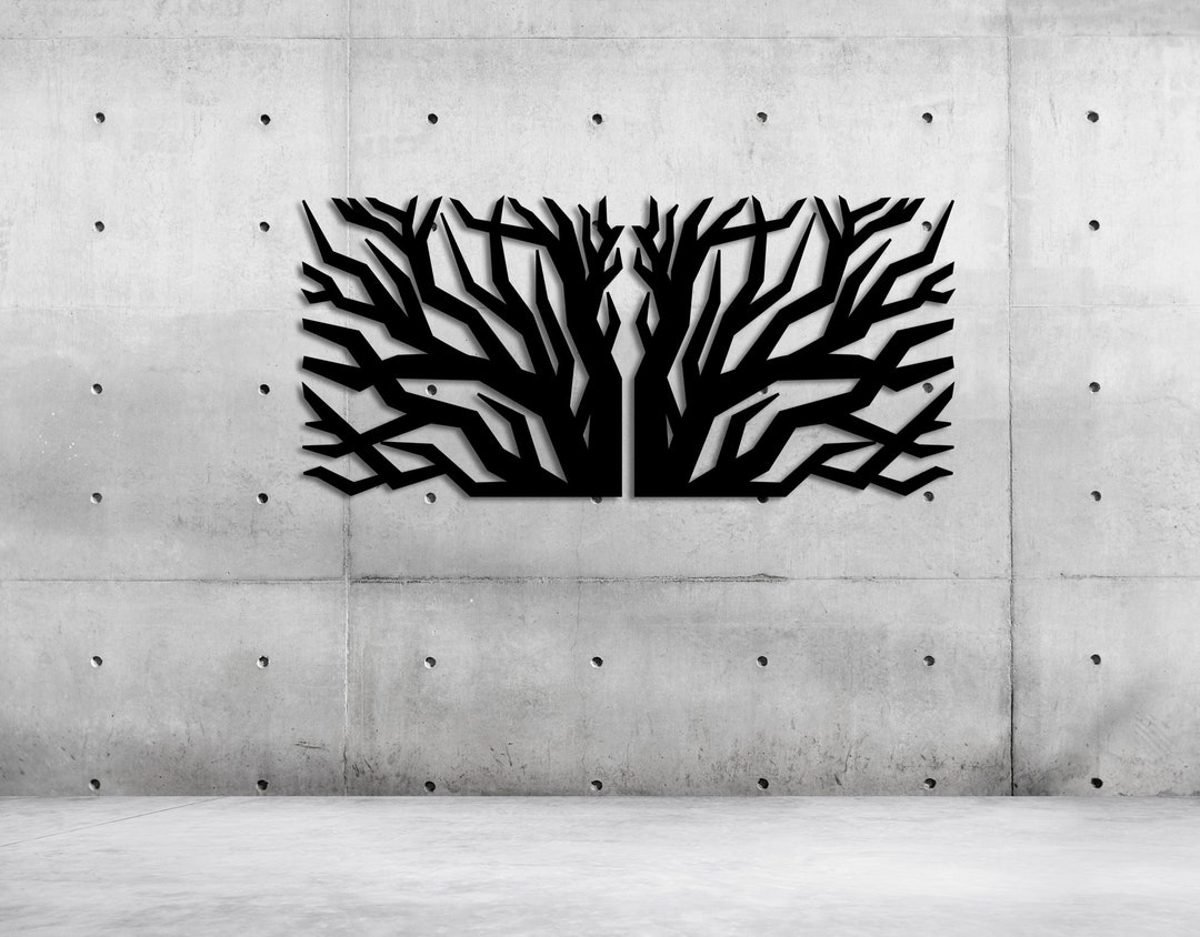 Modern Black Metal Tree Wall Art Panel: Housewarming Gift - Etsy