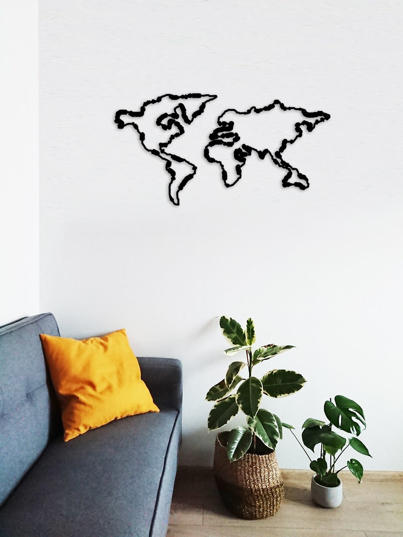 Metal Wall Art World Map Metal Wall Decor Iron World Map Etsy