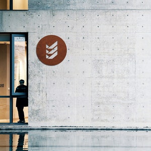 circle corten steel logo, metal round logo, circle rusty logo, corten steel signboard, corten steel logo, custom corten signboard
