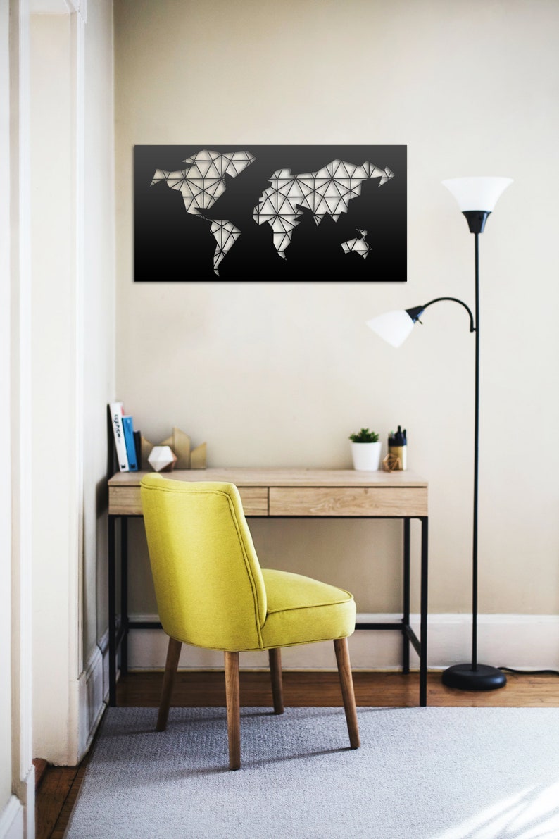 Metal map of the world Metal Wall Art blackboard Etsy