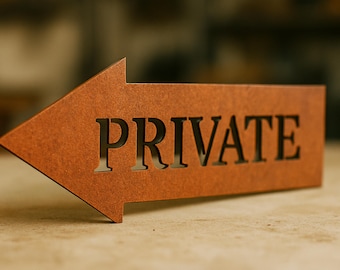 Directional Personalized Corten Steel Arrow Sign – Custom Text Rustic Outdoor Wall Decor