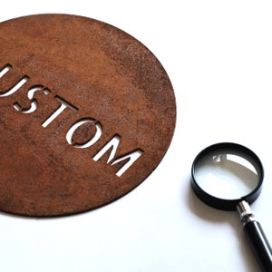 circle corten steel logo, metal round logo, circle rusty logo, corten steel signboard, corten steel logo, custom corten signboard