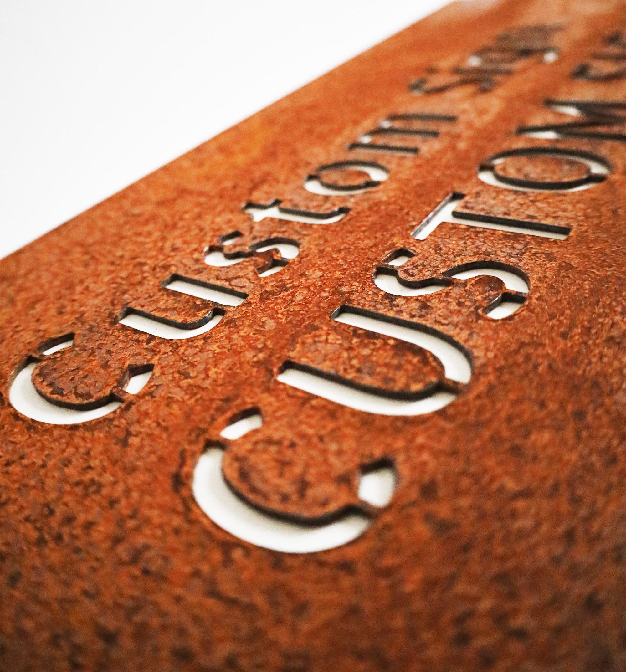 Corten steel custom signs, house address street - Rusty house number wall art - Outdoor metal board