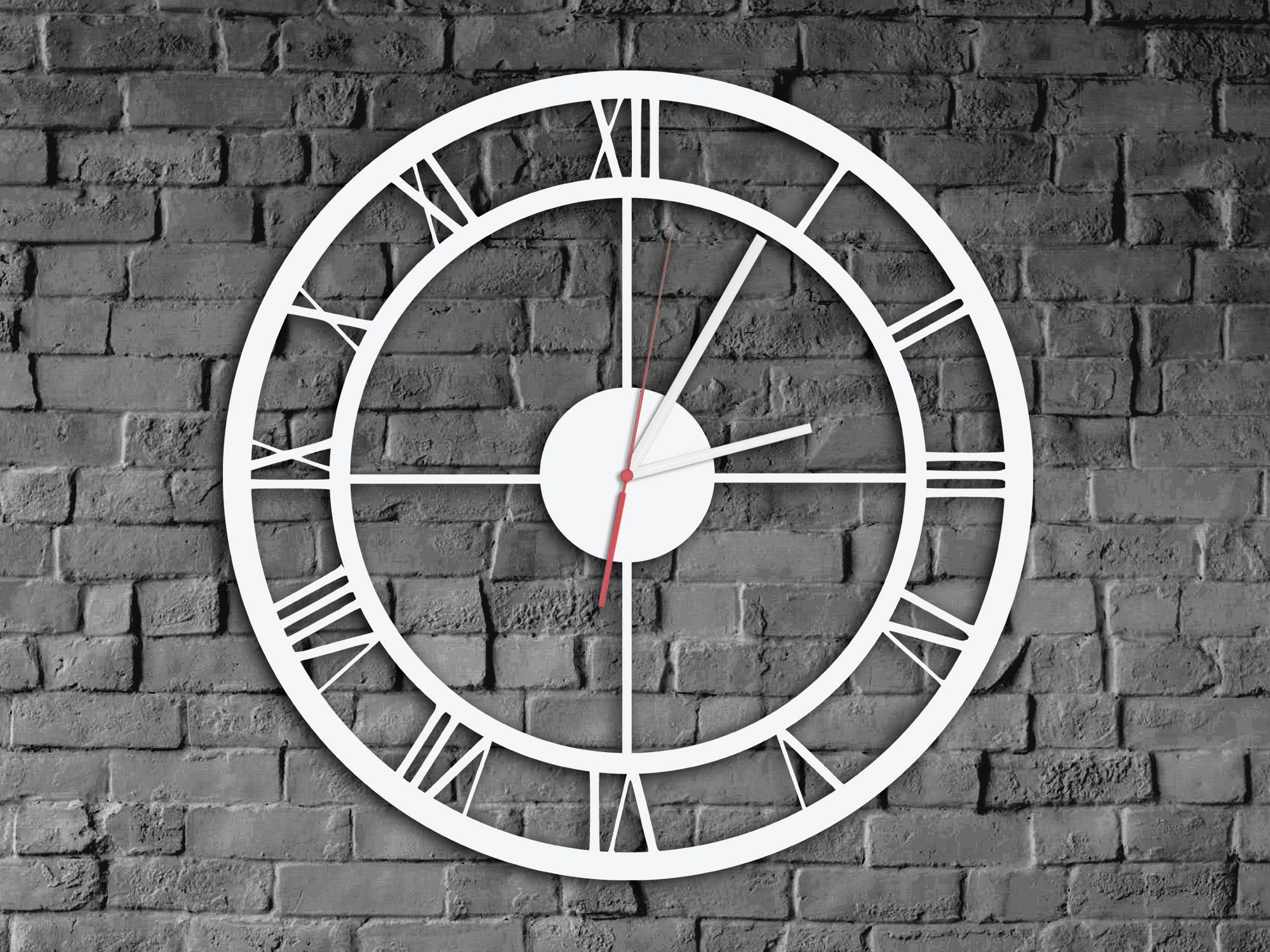 White Metal Wall Clock Rome Style Clock Industrial Clock Etsy