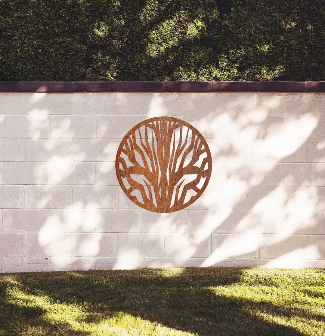 Round Tree Corten Steel Wall Art Garden Wall Decoration Tree of Life