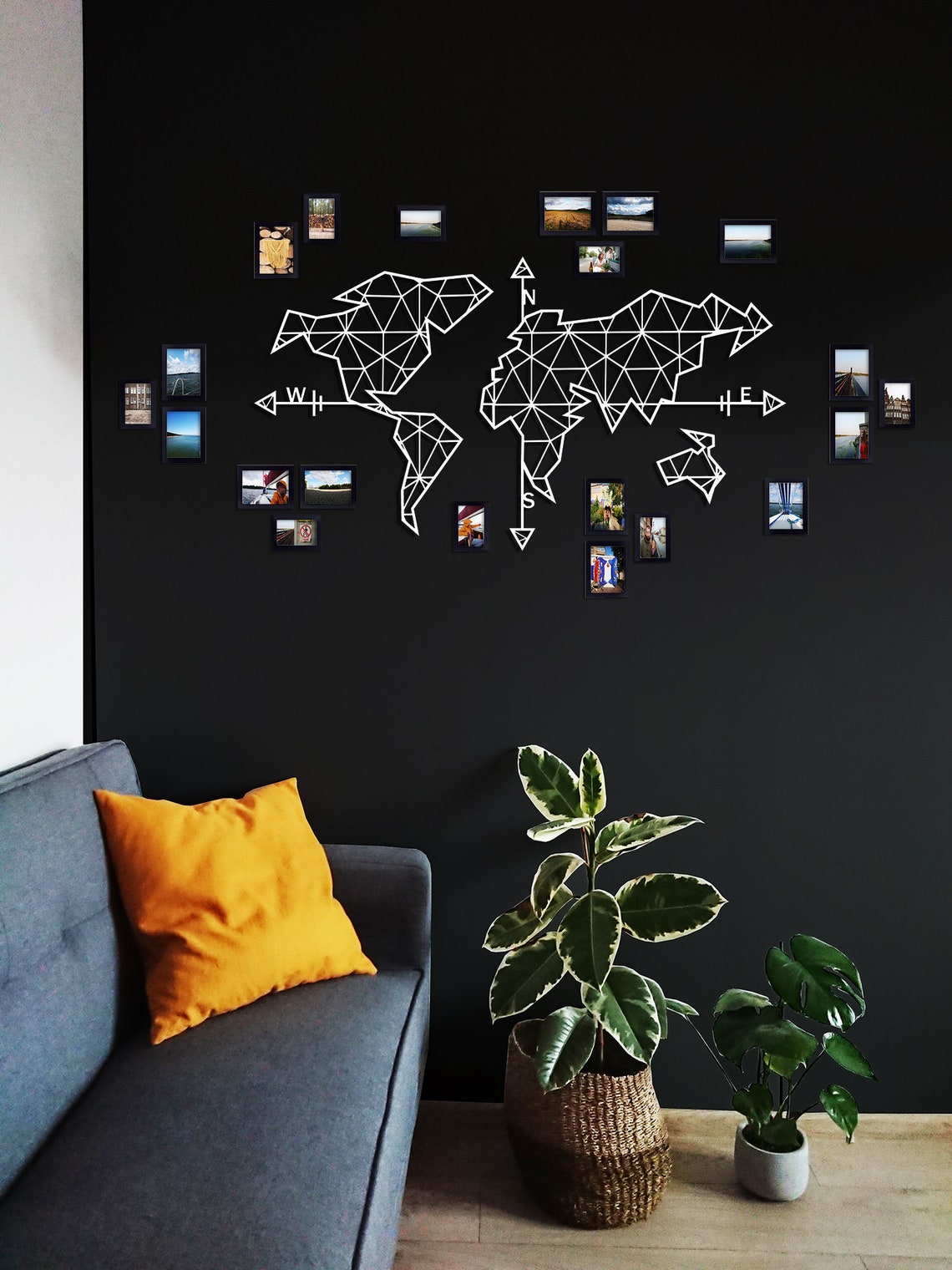 Metal Wall Art Map of the World Unique Map of Life With North Etsy