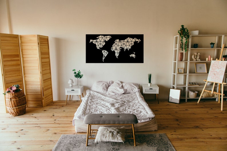 Metal map of the world Metal Wall Art blackboard Etsy