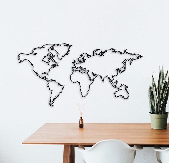 Metal World Map - Geometric - Cactus Style - for Travelers - Gift - Carte  Du Monde - Metal Wall Art - Weltkarte - Loft - Etsy