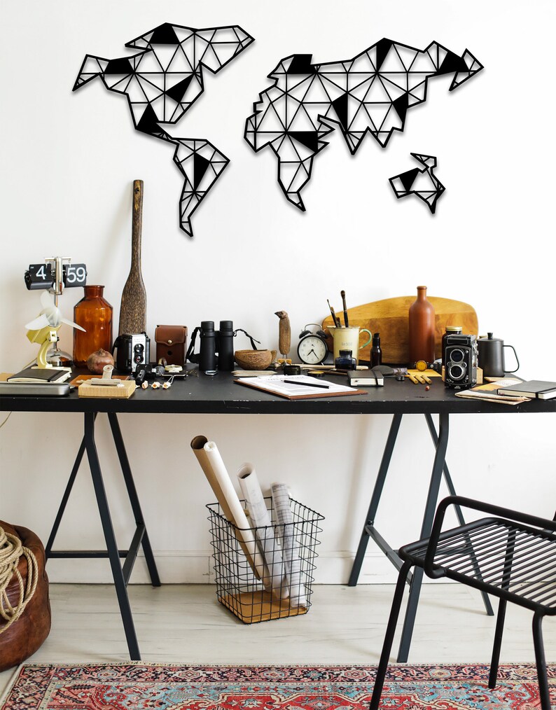 Metal Wall Art World Map World Map Metal Traveler Gift Etsy