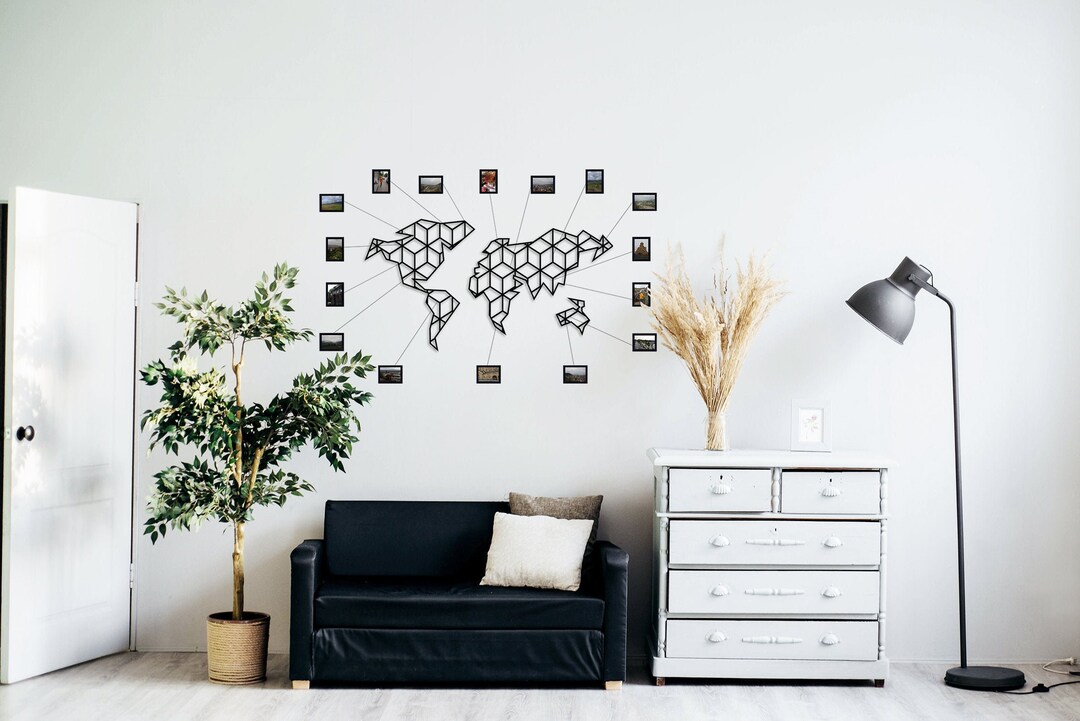 Extra Large Metal Wall Art World Map, XXL Geometric World Map,