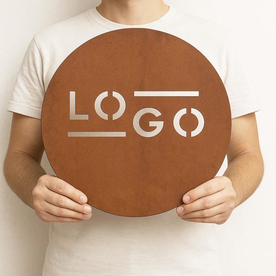 Custom Corten Steel Circle Sign: Rusted Metal Logo or Number