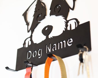Custom Dog Leash & Key Organizer – Personalized Wall Hanger with Dog Name
