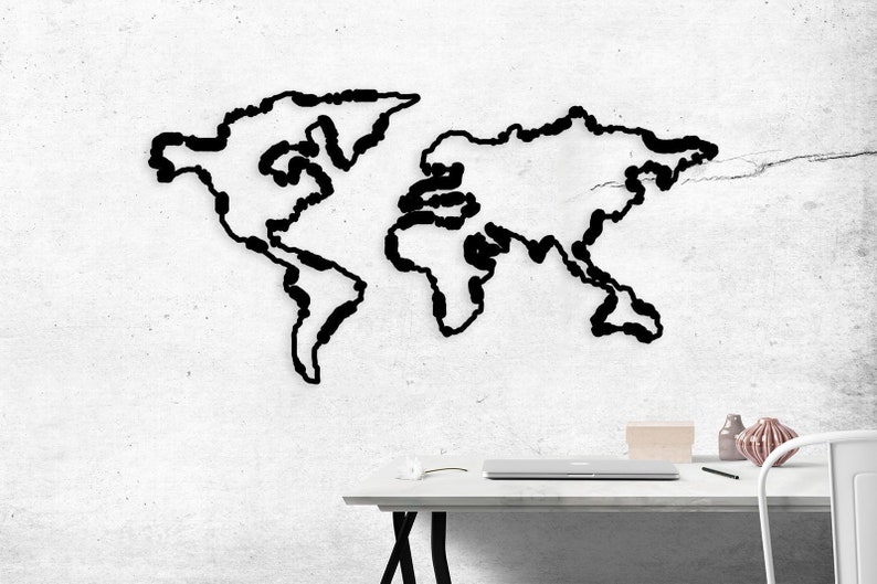 Metal Wall Art World Map Metal Wall Decor Iron World Map Etsy