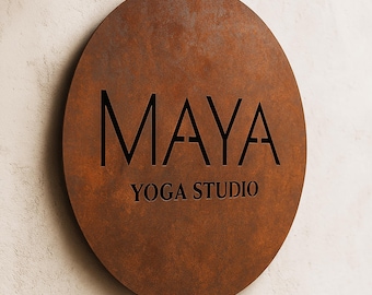 Custom Personalized Round Corten Steel Sign | Round Business Logo Sign, House Number, Address Plaque