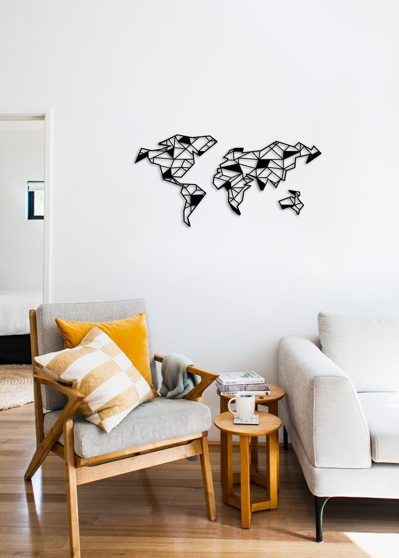 Metal Map of the World Wall Art Metal Wall Art Map Map Etsy