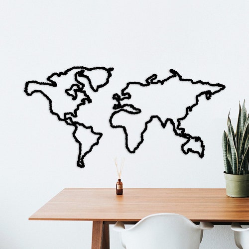 Metal Wall Art World Map Metal World Map Minimalistic World Etsy Canada